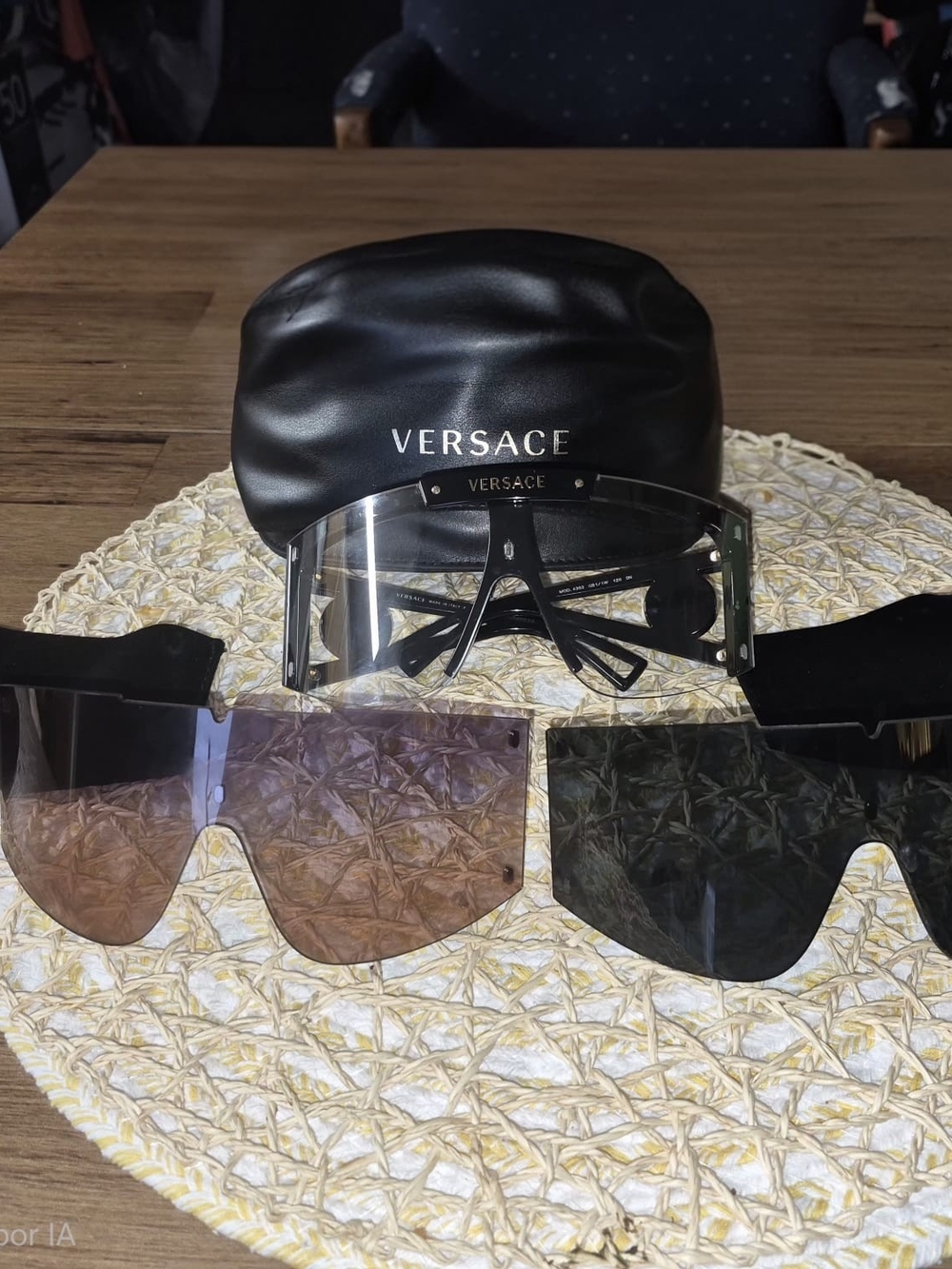 Versace Black Leather Logo Eyewear Case